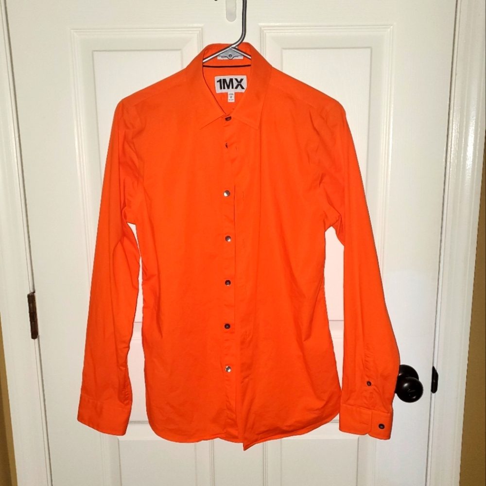 Men's Express Extra Slim Fit Orange Dress Shirt